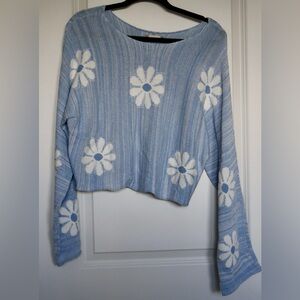 Altar'd State Light Blue Daisy Crewneck Sweater